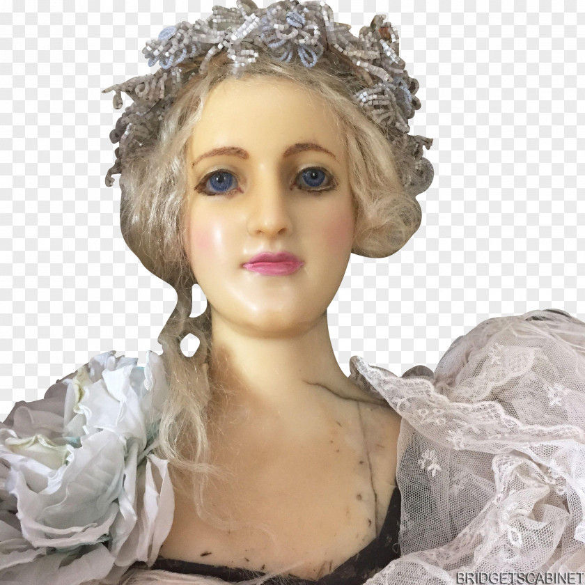 Antique Mannequin Bust Head Wax PNG