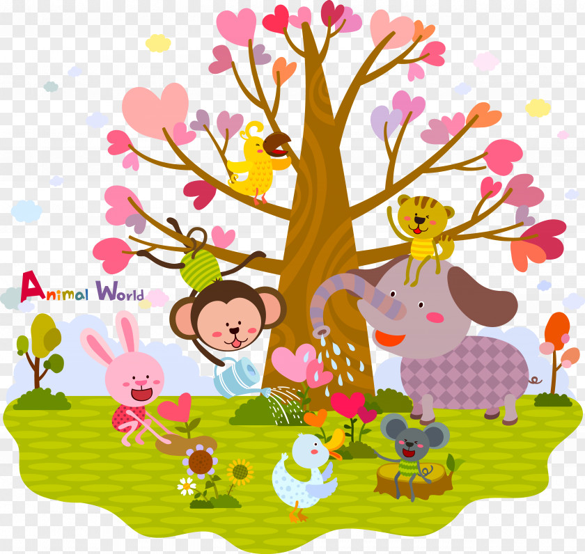 Animal Flower Tree Wall Decal Sticker Polyvinyl Chloride PNG
