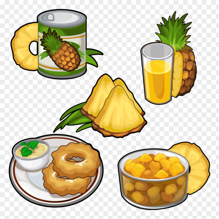 Cartoon Pineapple Food Juice Illustration PNG