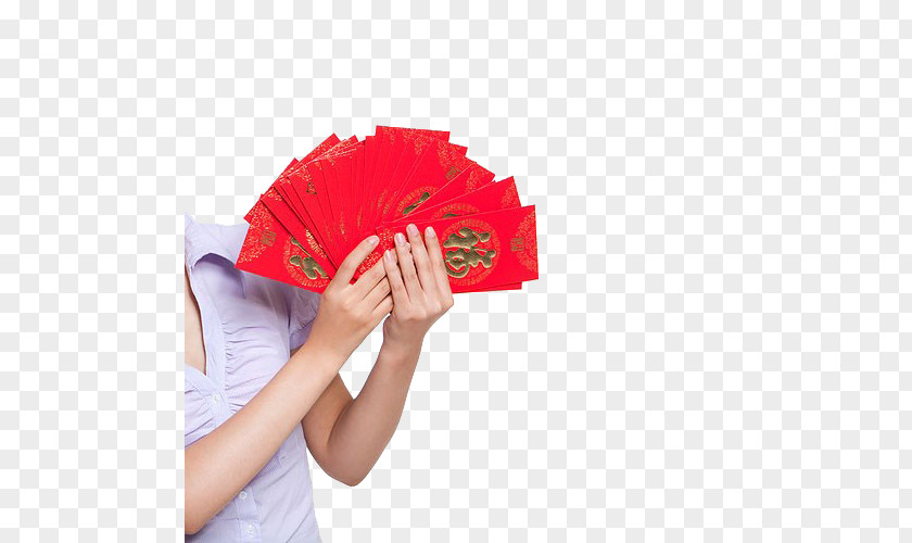 Business Lady Holding A Red Envelope Chinese New Year Stock Photography PNG