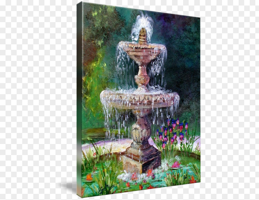 Garden Watercolor Painting Gardens Fountain Art PNG