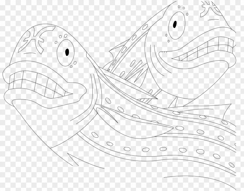 Pisces Reptile Line Art Sketch PNG