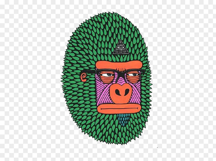 Green Gorilla Head Street Art Colouring Book The Hipster Coloring Graffiti For Adults PNG