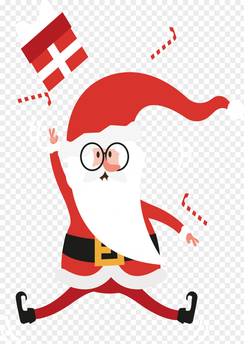 A Cheering Santa Claus Christmas Clip Art PNG