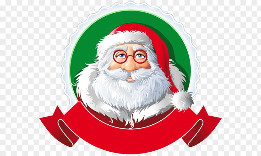 Red Banner Santa Claus Christmas Clip Art PNG