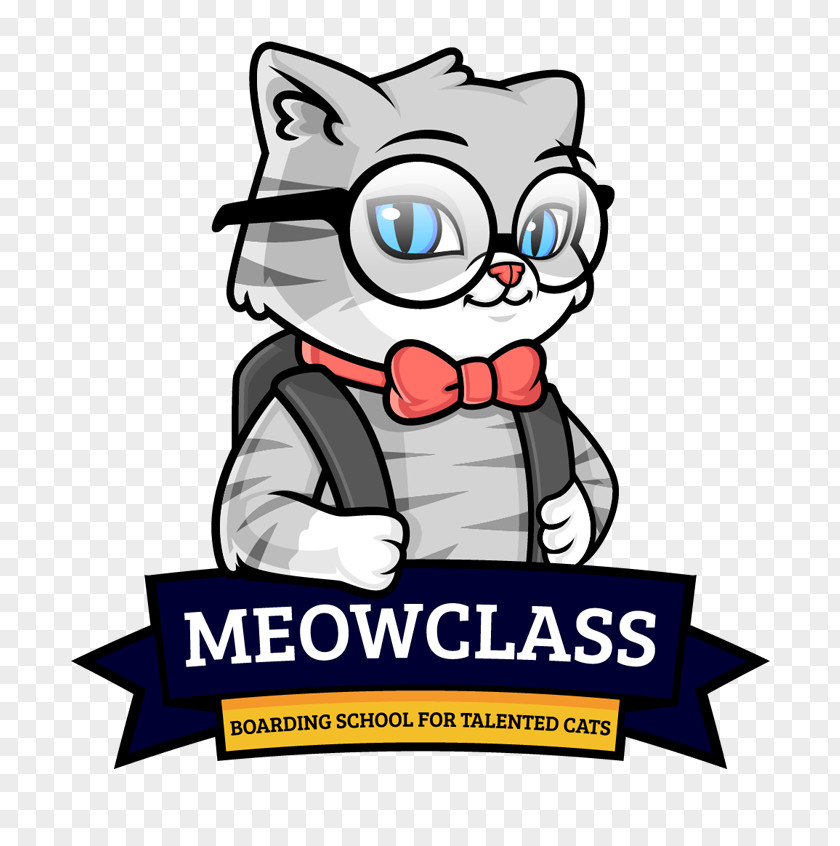 Cat MEOWCLASS Boarding School Mascot Clip Art PNG