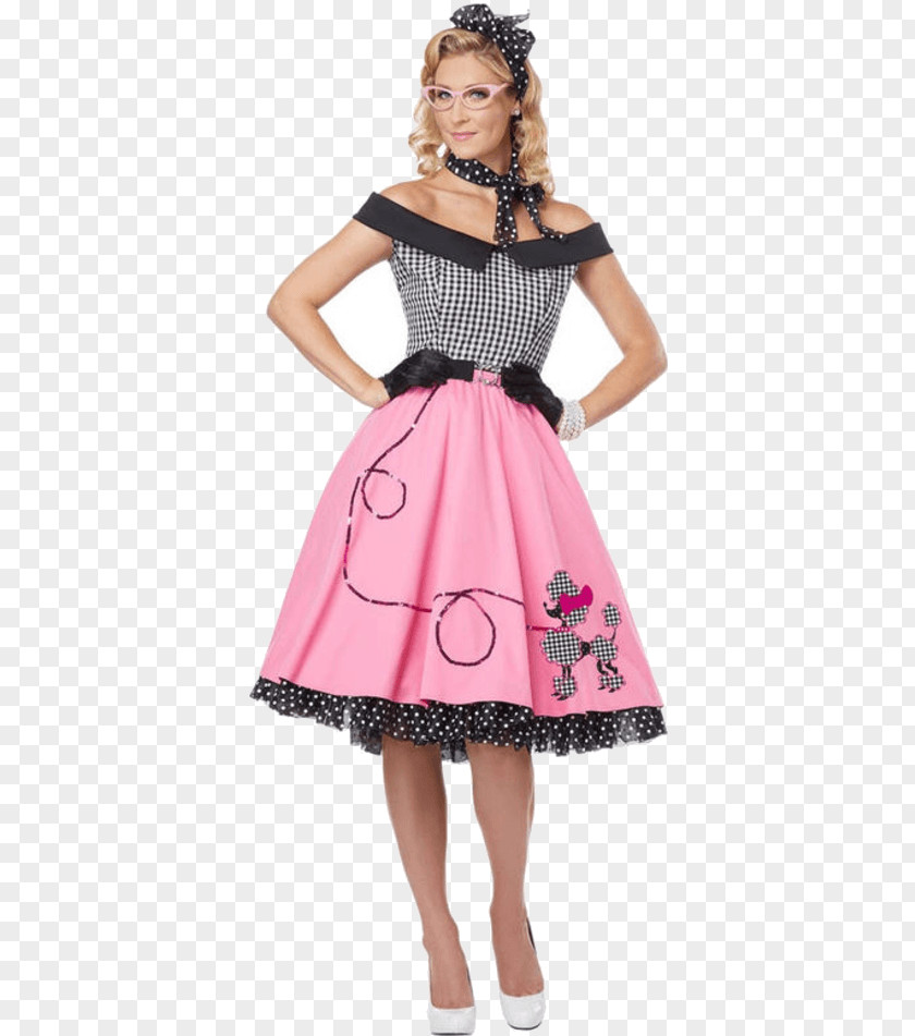 Dress 1950s Poodle Skirt Costume Party Sock Hop PNG