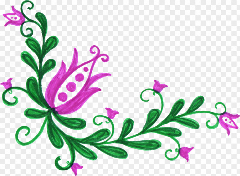 Floral Corner Cut Flowers Design Petal PNG