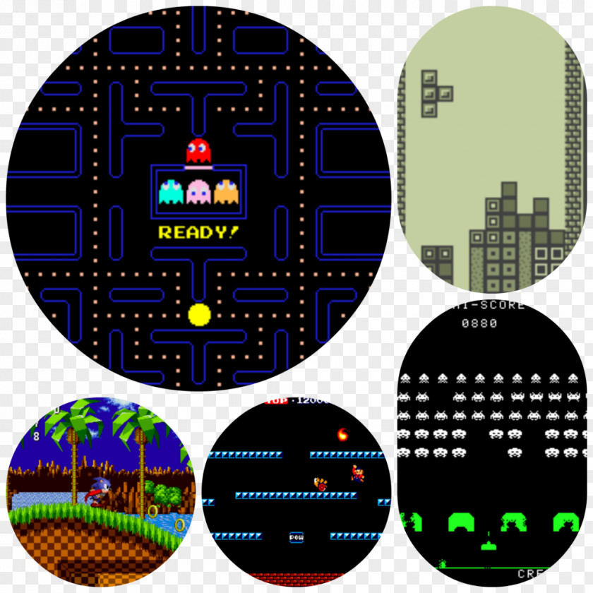 Space Invaders Pac-Man Brand Pattern PNG
