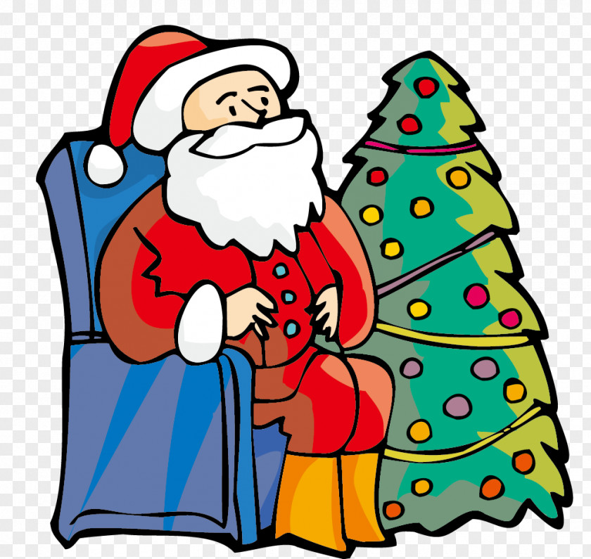 Vector Santa And Tree Claus Christmas Illustration PNG