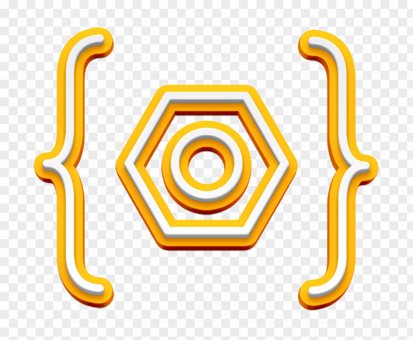Icon Several Stroke Open And Close Brackets Enclosing A Hexagon PNG