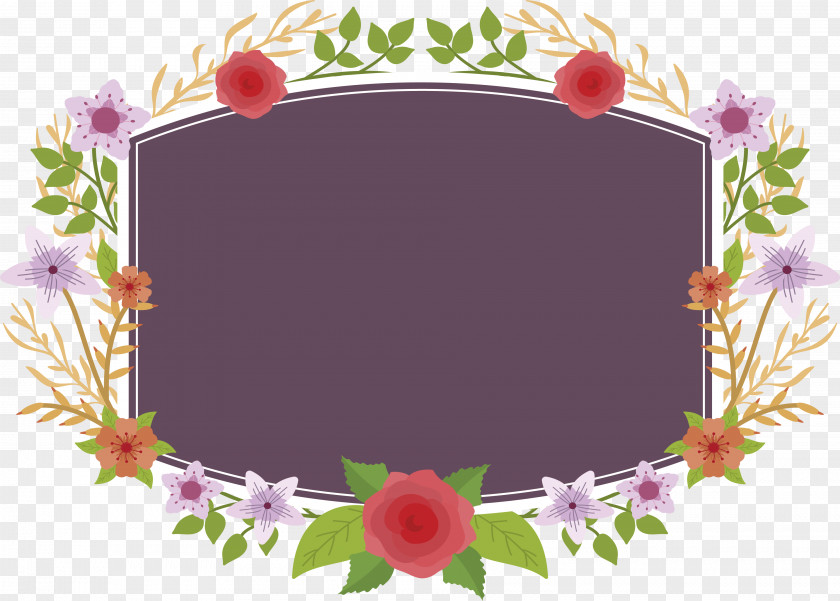 Romantic Flower Border Adobe Illustrator Computer File PNG