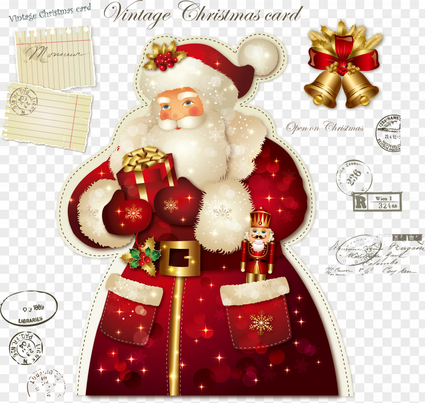Vector Santa Claus Wedding Invitation Christmas Card Greeting PNG