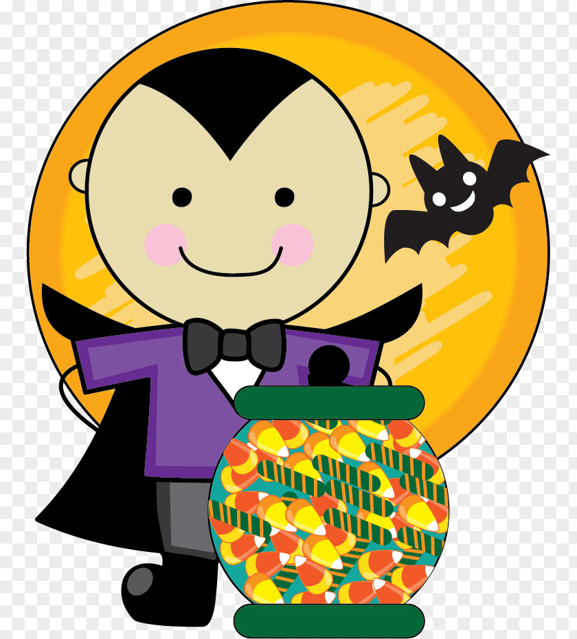 Cartoon Halloween Moon Bats Boy Clip Art PNG