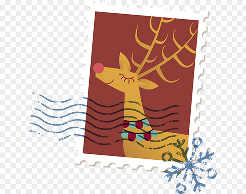 Christmas Stamps Reindeer Postage PNG