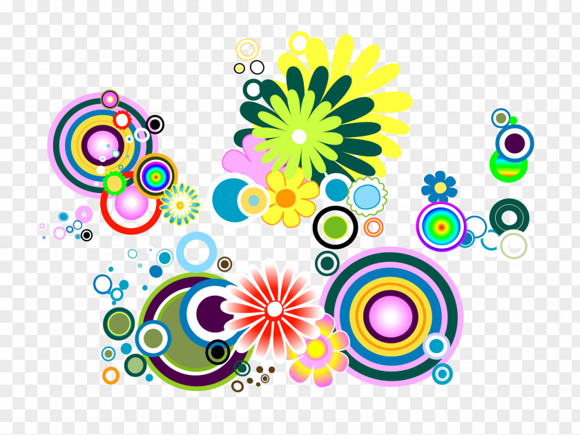 Colored Circles Pattern Flower Euclidean Vector Clip Art PNG