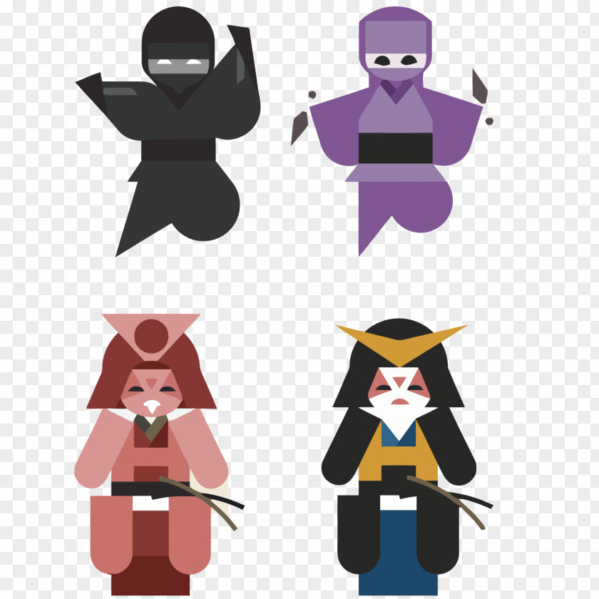 Four Ninja Culture Of Japan Cartoon Illustration PNG