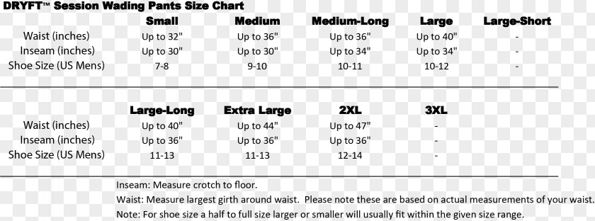 Size Chart Shoe Clothing Sizes Waders Pants PNG