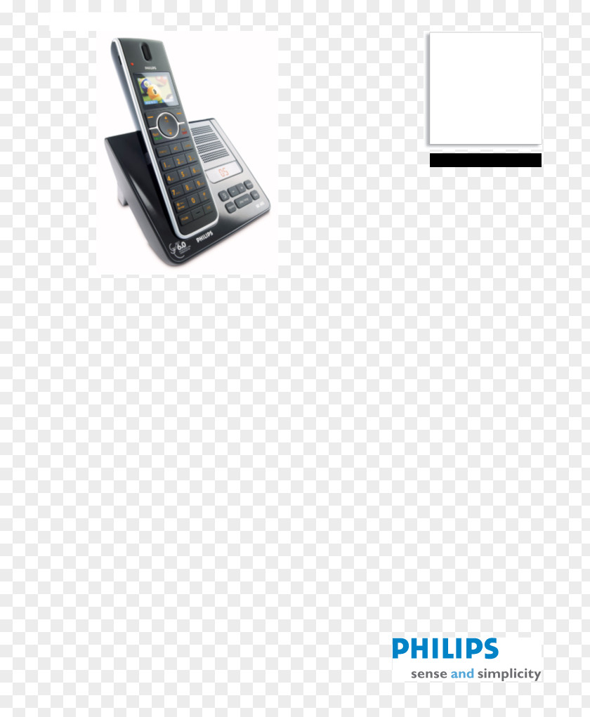 Black Cordless Telephone HandsetDigital Enhanced Telecommunications Philips SE6554B Phone PNG