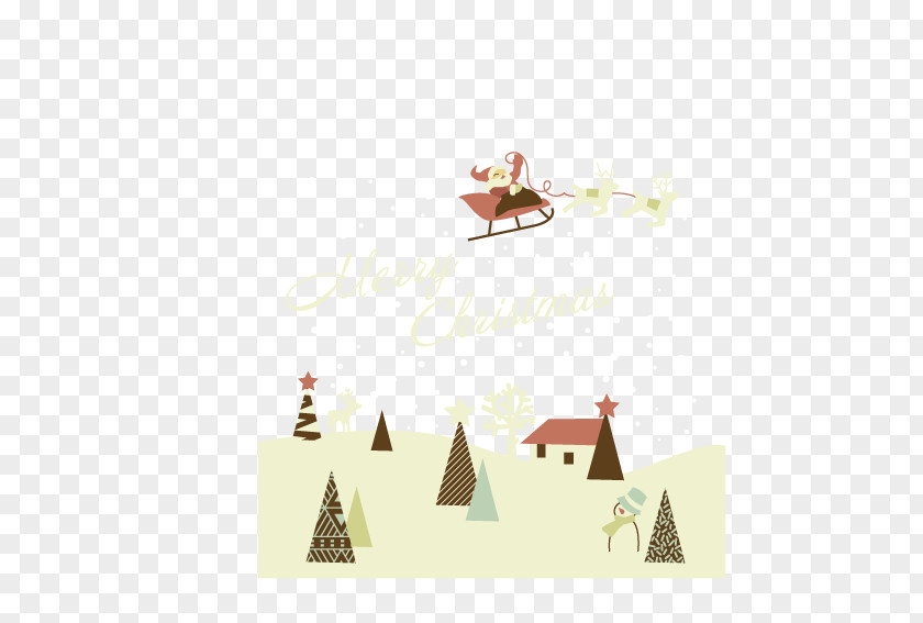 Santa Claus Driving Christmas Tree Gift Sled Child PNG