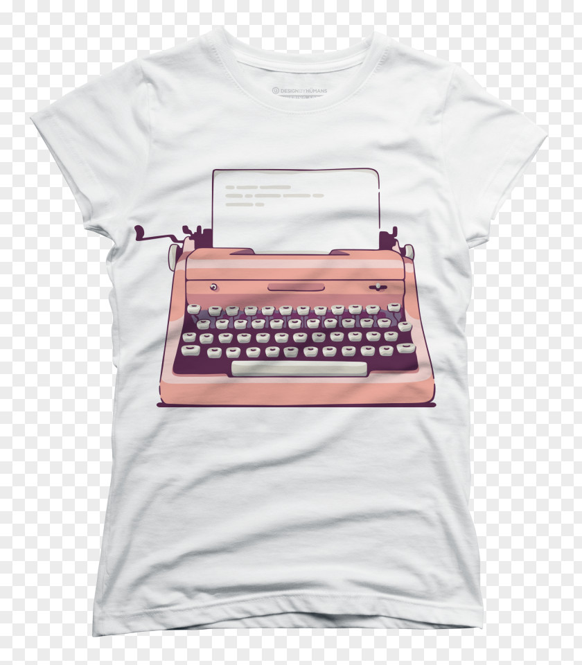 Typewriter T-shirt Clothing Sleeve Pink Beige PNG