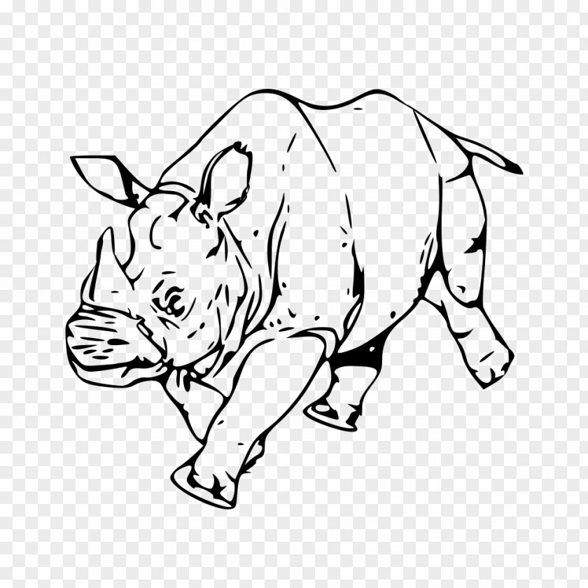 Rhino Silhouette Rhinoceros Line Art Drawing Clip PNG