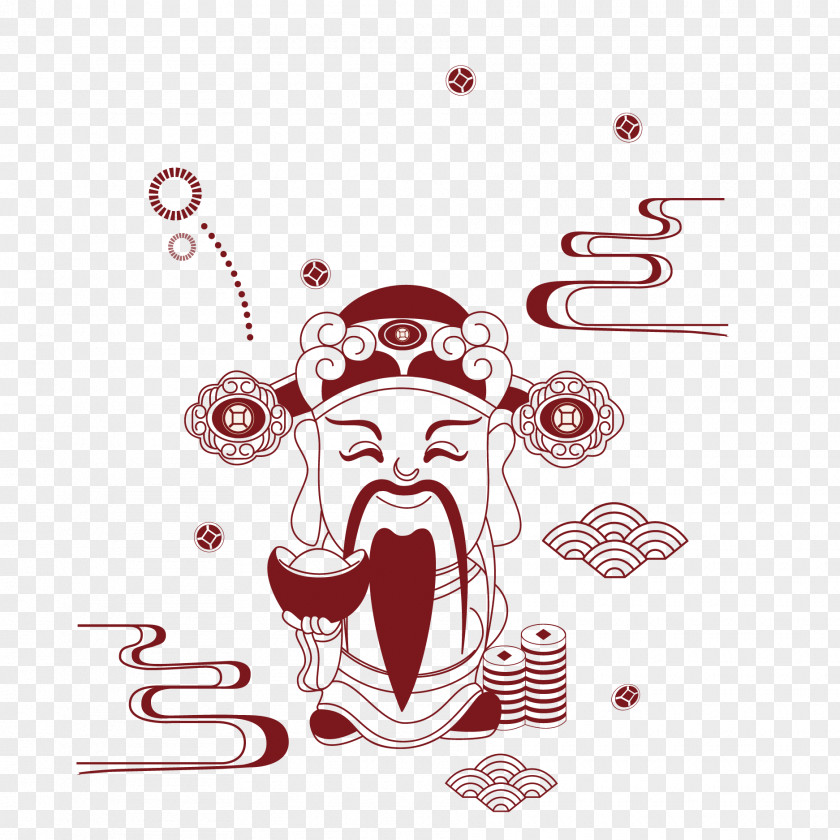 Vector Cartoon God Of Wealth Lichun Caishen Chinese New Year Zodiac PNG