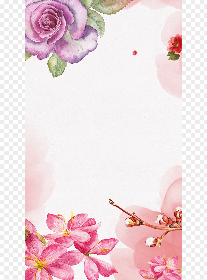 Hand Painted,Flowers,Pink,rose Watercolor Painting Drawing Art Illustration PNG