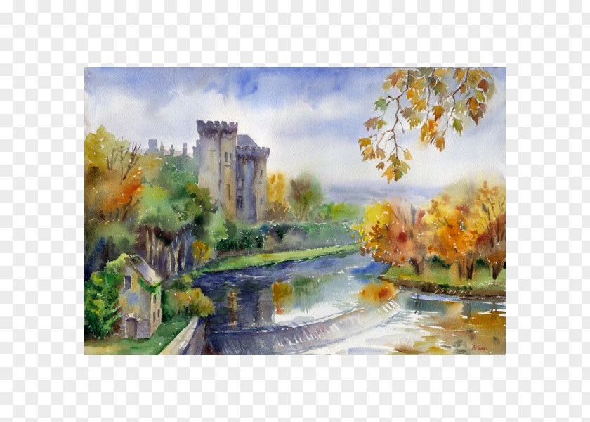 Watercolor Castle Painting Rock Of Cashel Galway Art PNG