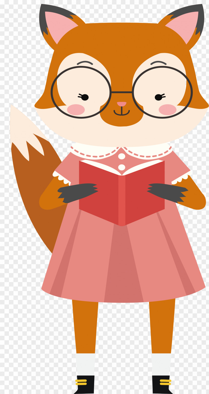 A Little Fox In Skirt Illustration PNG