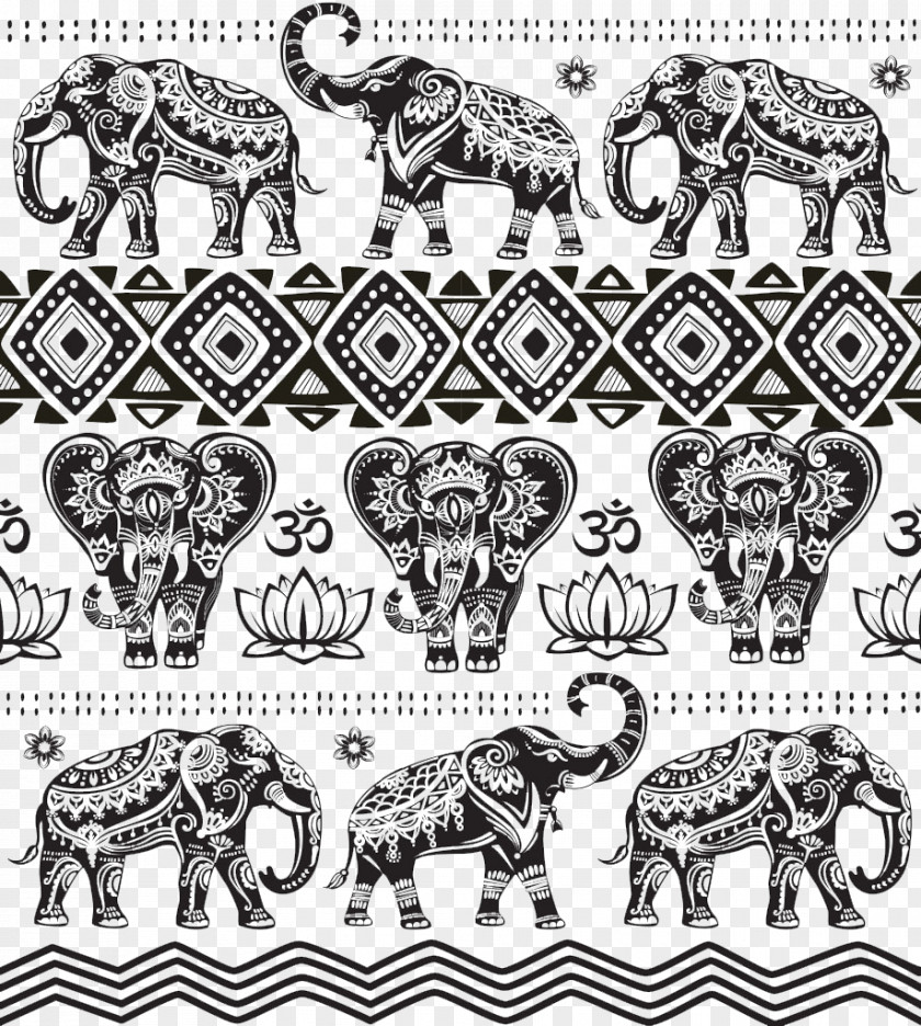 Indian Elephant Pattern Background Image India PNG