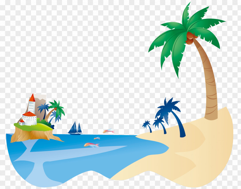 Beach Style Coconut Drawing Clip Art PNG