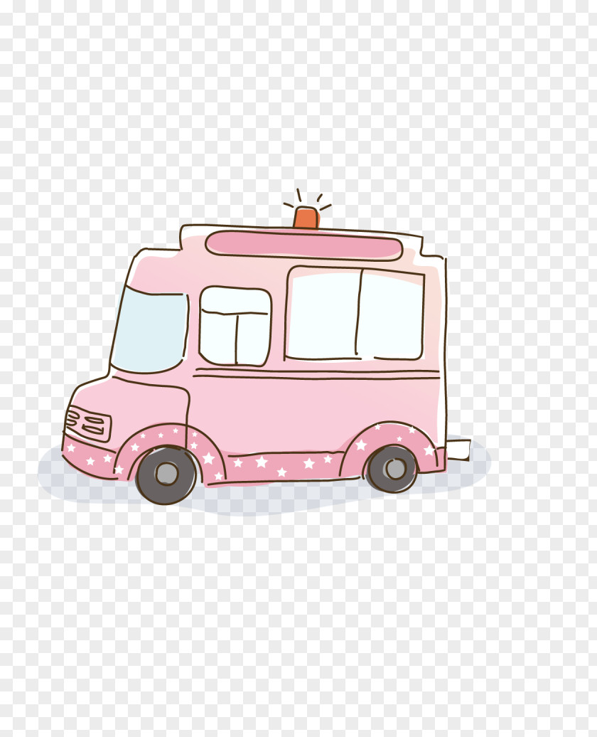 Hand-painted Cartoon Car Pink PNG