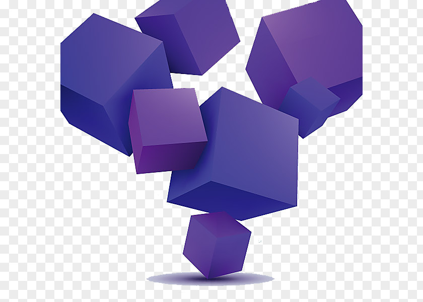 Purple Cube Three-dimensional Space Geometry Illustration PNG
