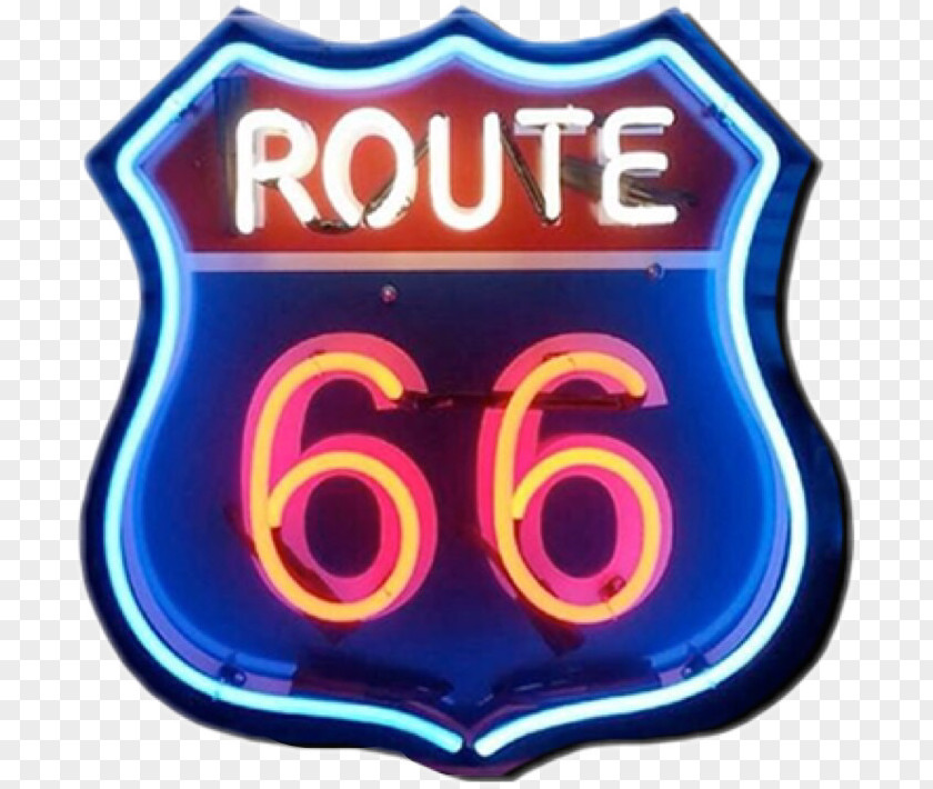 Sticker Route 66 U.S. Neon Sign Brand Logo Product PNG
