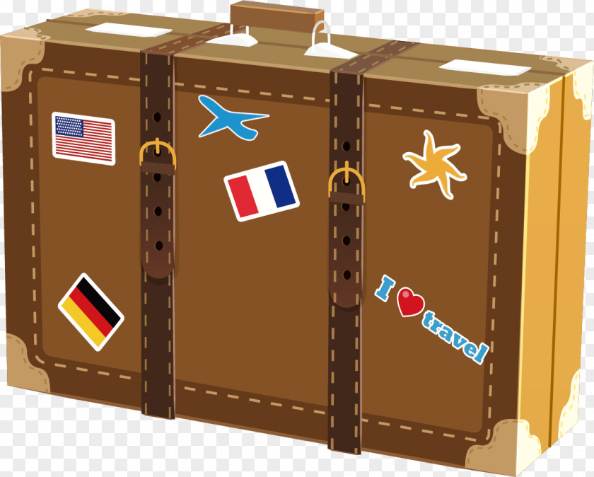 Brown Cute Vector Database Suitcase Train Travel Baggage Cart PNG
