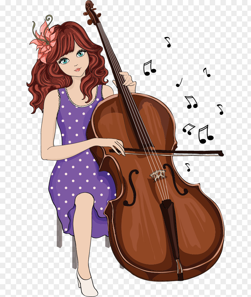 Cartoon Cello Girl Illustration PNG Illustration, painted girl playing a violin clipart PNG