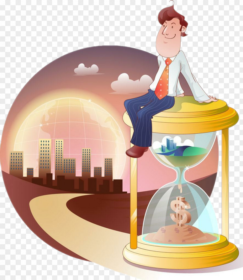 Men Sitting On Hourglass Photography Royalty-free Illustration PNG