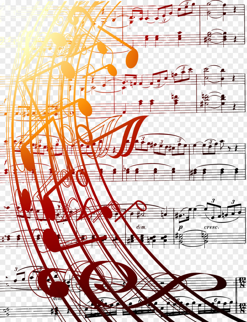 Stave With Musical Notes Background Vector Material T-shirt Note Staff PNG