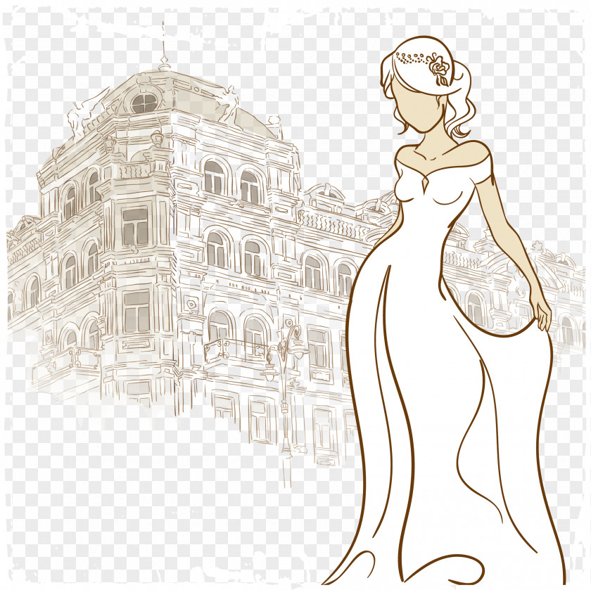 Vector Wedding Dress Bride Illustration PNG