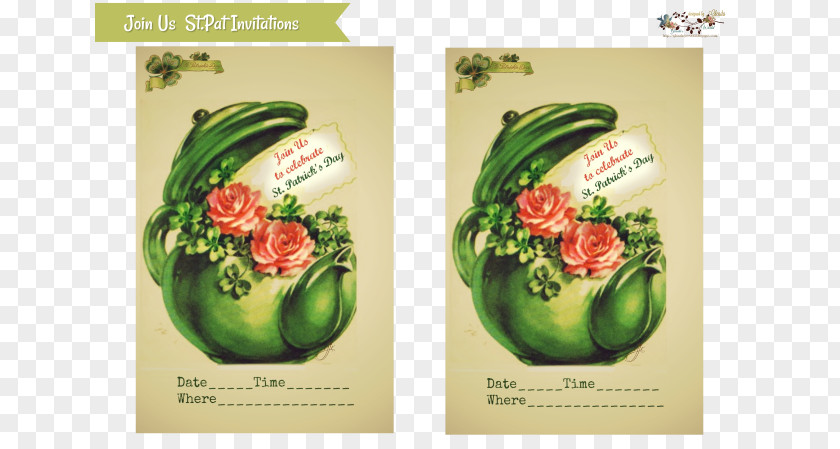 Vegetable Floral Design Saint Patrick's Day 17 March Teapot PNG