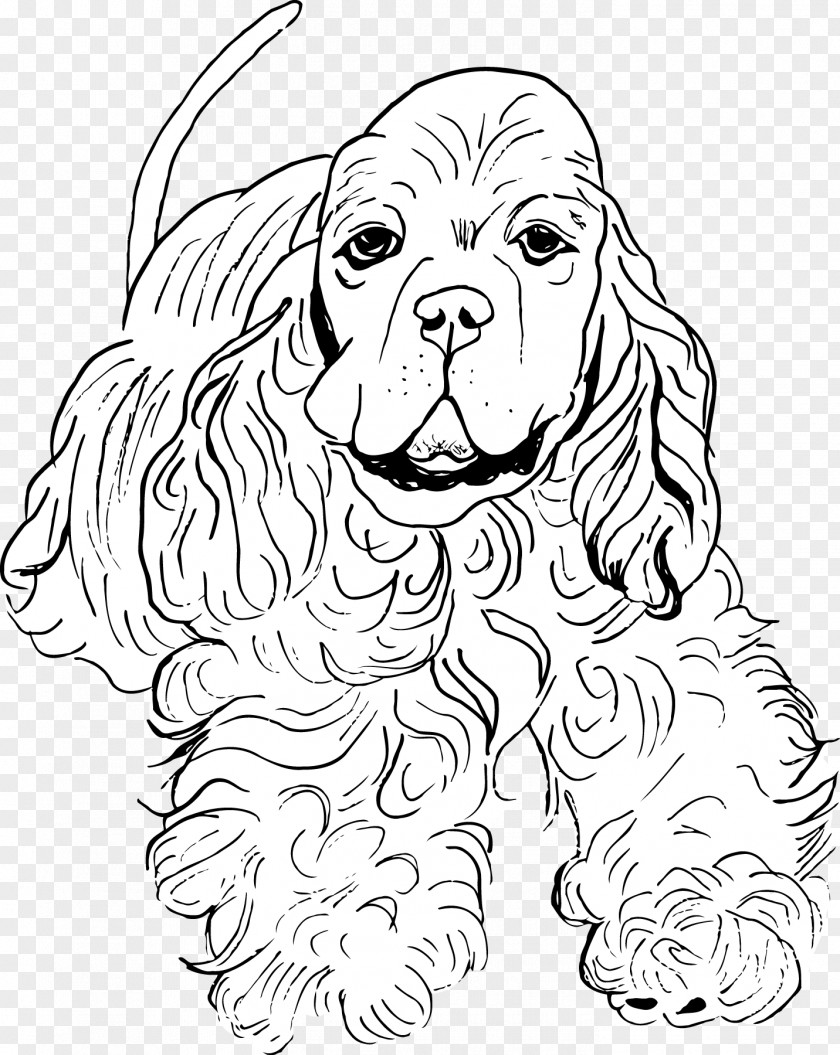 Puppy Dog Breed Spaniel Line Art PNG