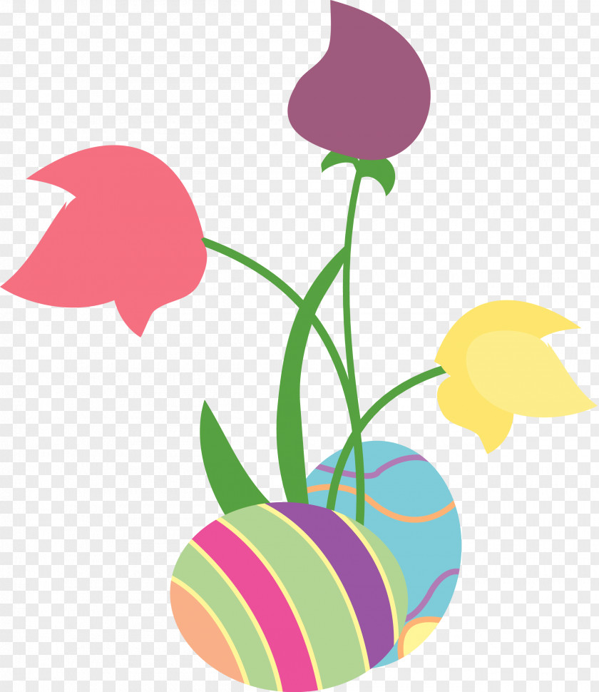 Tulip Plant Stem Easter Egg Background PNG