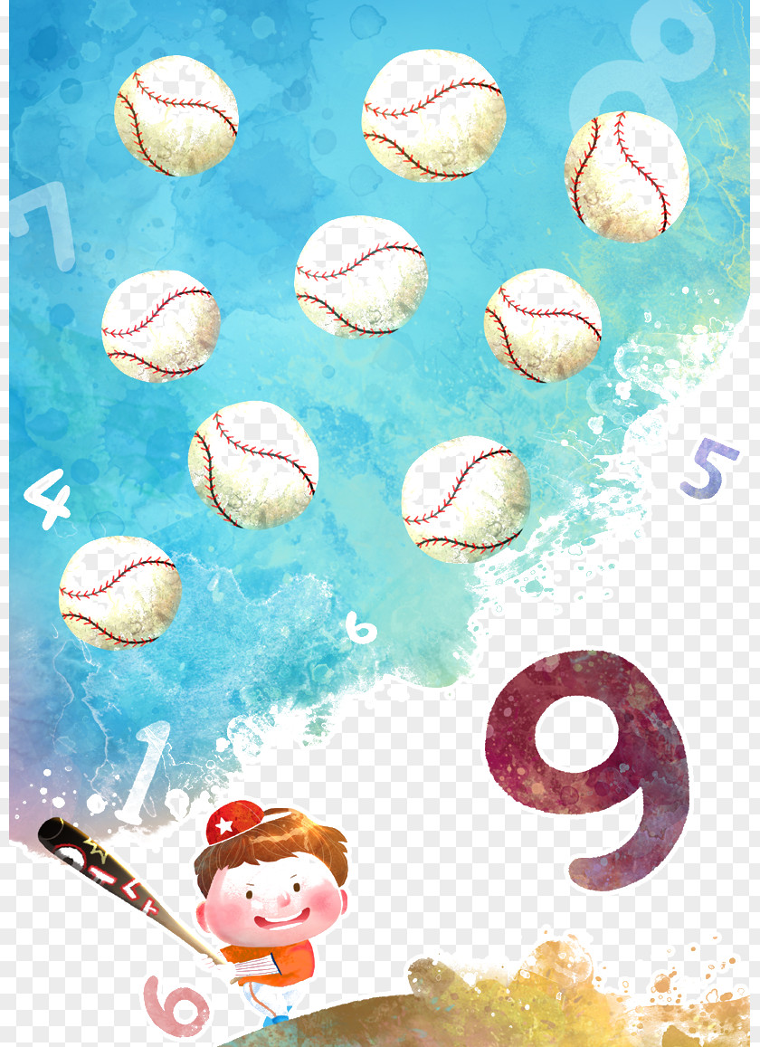 Baseball Boy Poster Cartoon Illustration PNG