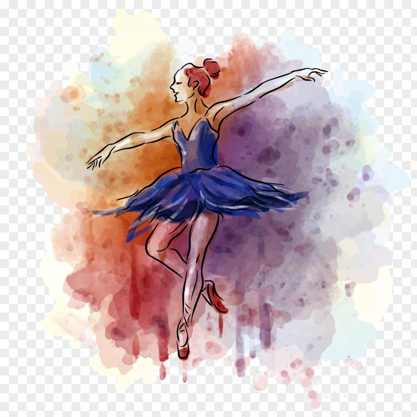 Vector Ballet Dancer Watercolor Painting Balerin PNG