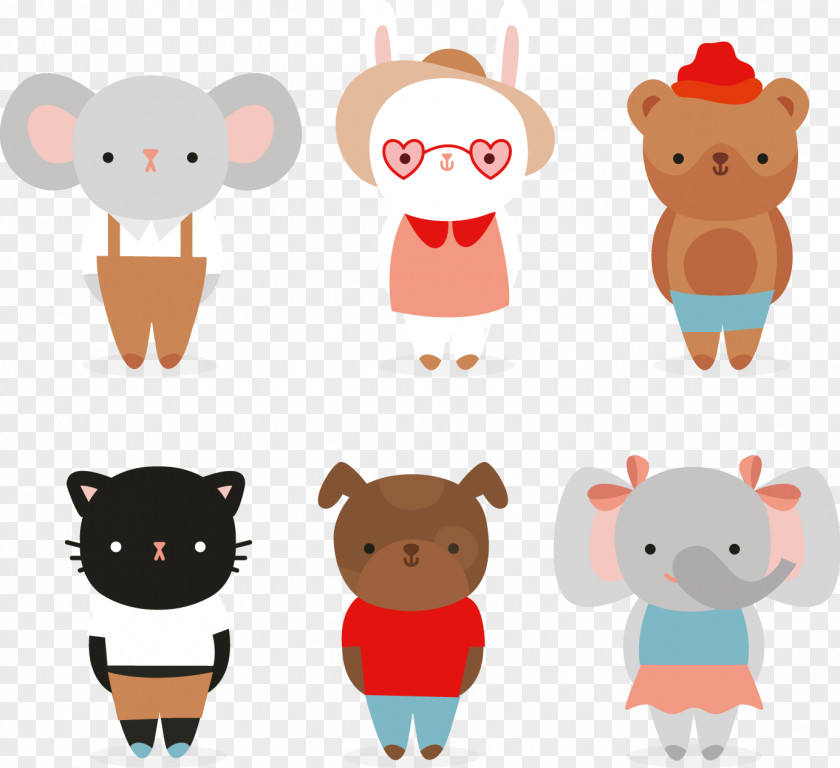 6 Cute Dressed Animals Vector Material Dog Cat Cuteness Animal PNG
