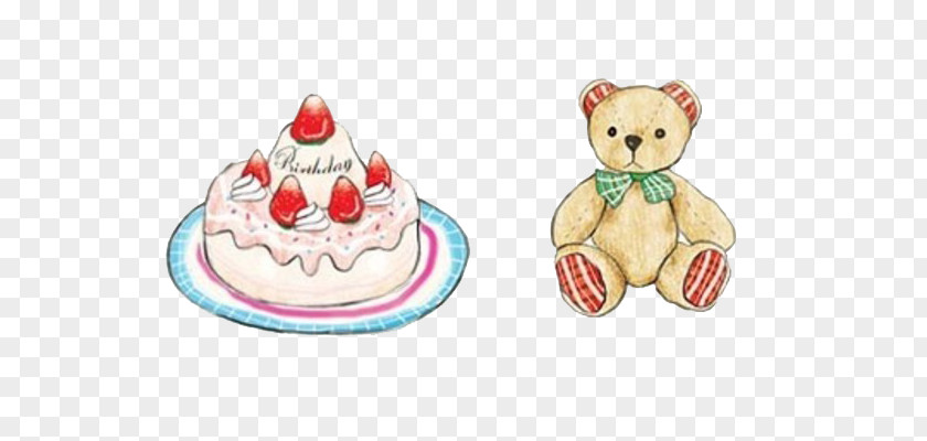 Bear With Cake Strawberry Cream Food PNG
