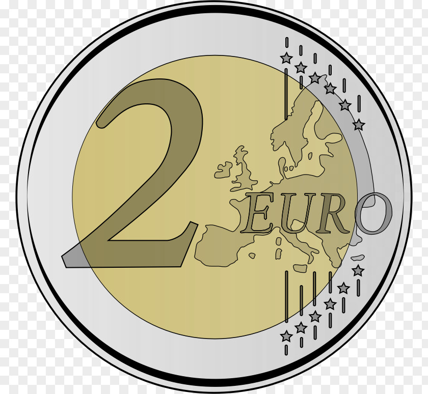 Two 2 Euro Coin Coins Sign Clip Art PNG
