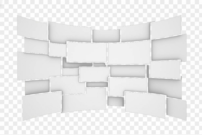 White Geometric TV Wall Geometry Television PNG