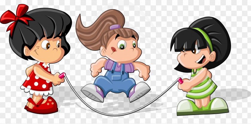 Vector Hand-painted Rope Skipping Child Cartoon Play Illustration PNG